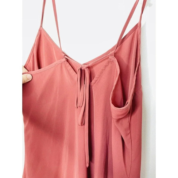 Abercrombie Fitch Womens Medium Tall Shift Tank Top Mauve Pink Tie Back Pleated - Picture 5 of 11